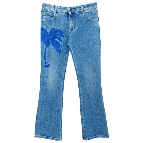 Stella McCartney Palm Tree Embroidered Flared Jeans 29x28 - Picture 1 of 8